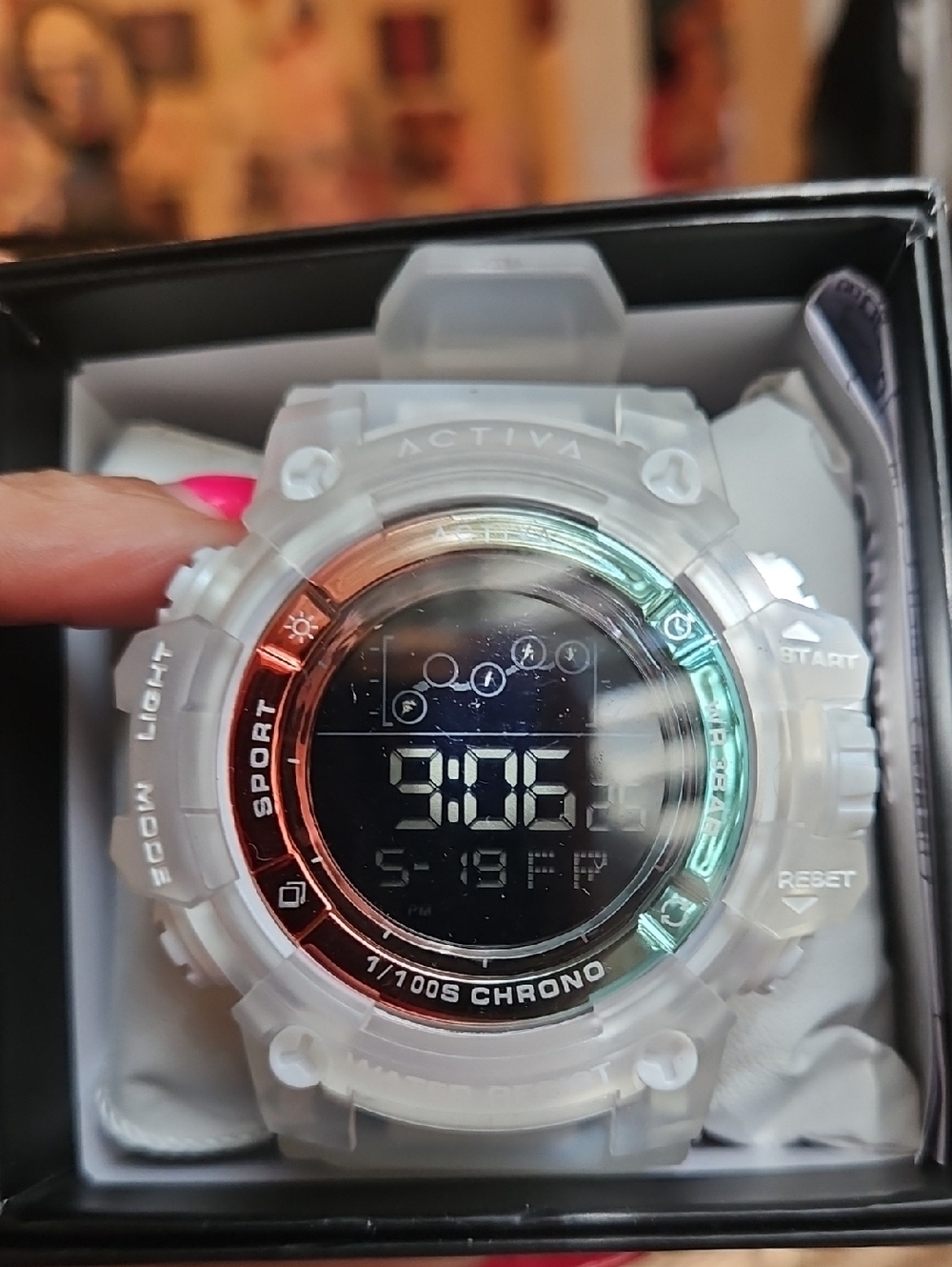 Activa White Frosted Digital Sport Watch with Multicolor Accent